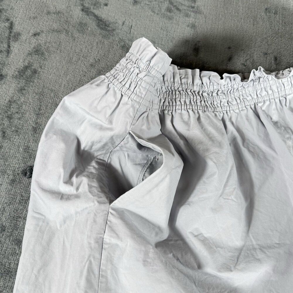 J. Crew Sz 12 Classic 100% Cotton Smocked Waist Mini Skirt With Pockets Gray - Picture 9 of 10